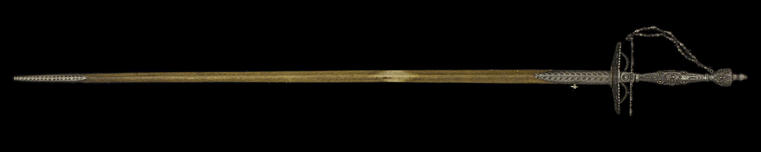 S000147_British_Cut_Steel_Smallsword_Full_Obverse_With_Scabbard