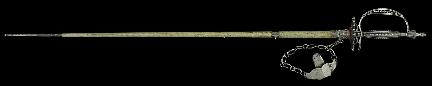 S000205_British_Cut_Steel_Smallsword_Full_Obverse_With_Scabbard