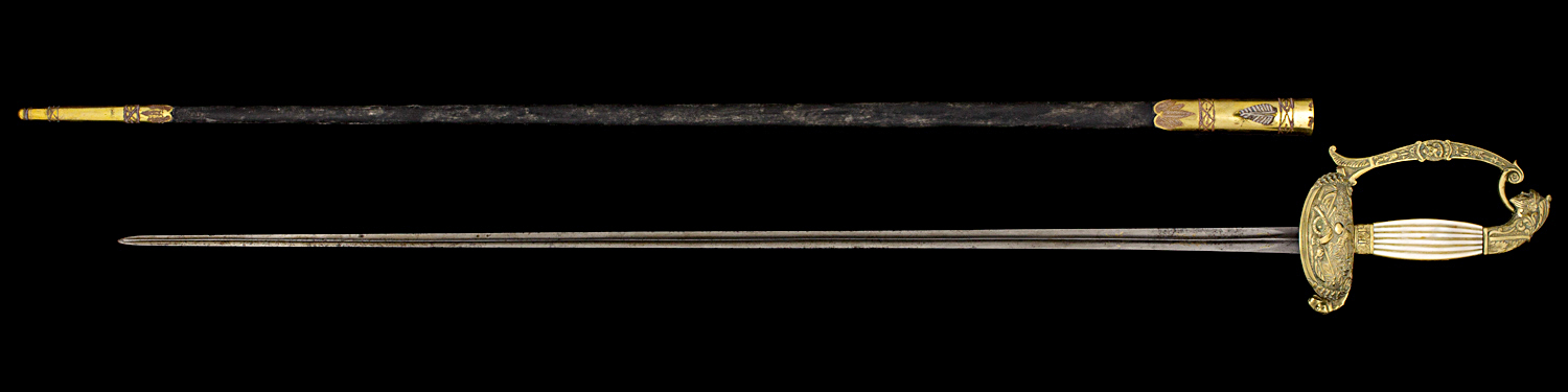 S000014_French_Louis-Philippe_Smallsword_Full_Obverse_Next_to_Scabbard