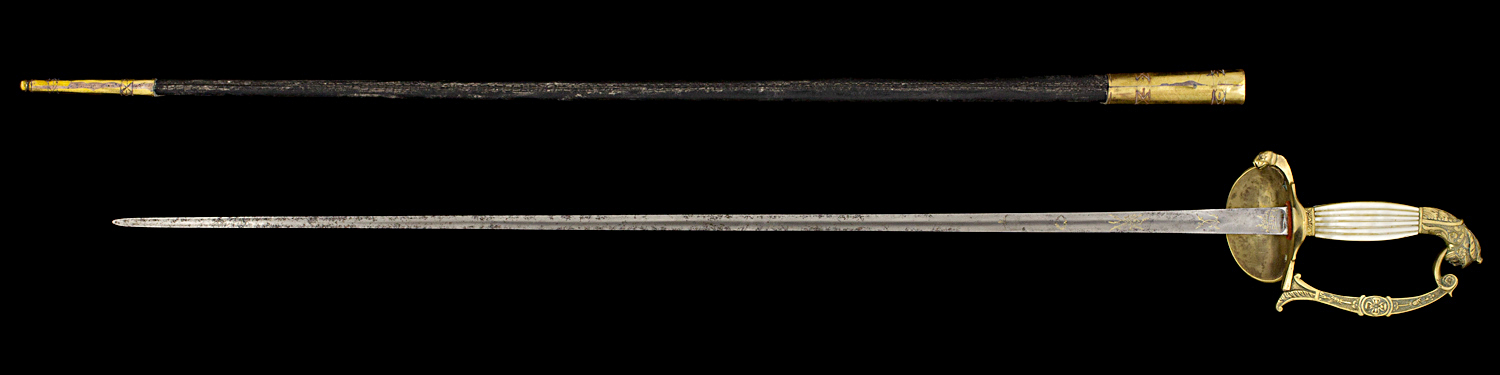 S000014_French_Louis-Philippe_Smallsword_Full_Reverse_Next_to_Scabbard
