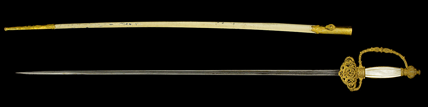 S000018_French_3rd_Republic_Smallsword_Full_Obverse_Next_to_Scabbard