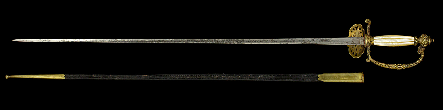S000069_French_2nd_Empire_Smallsword_Full_Reverse_Next_to_Scabbard