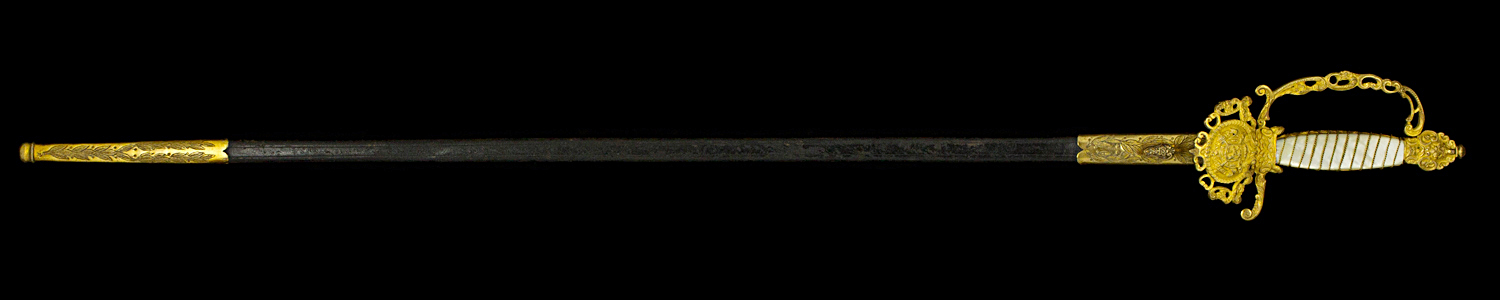 S000084_Belgian_Wired_Grip_Court_Sword_Full_Obverse_With_Scabbard