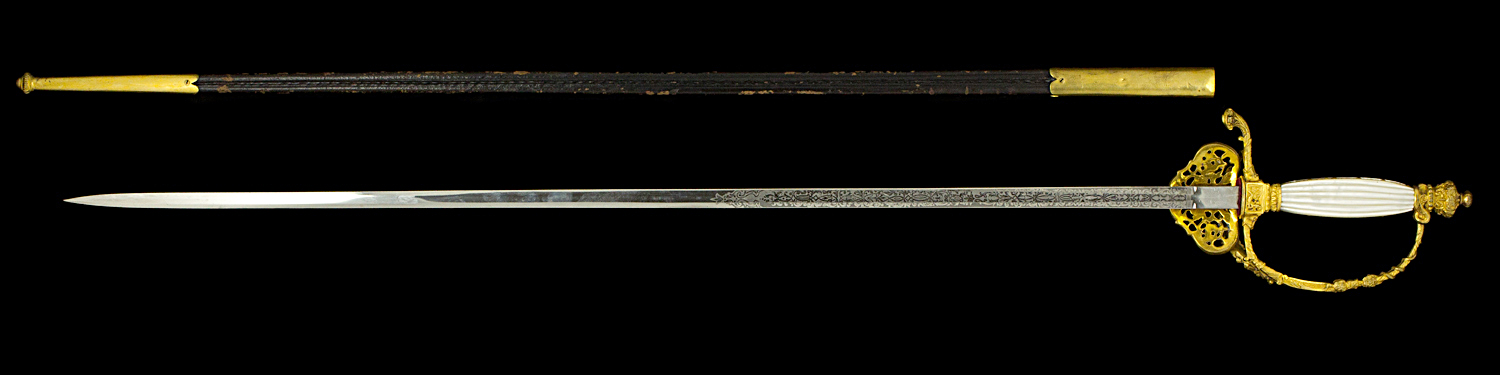 S000085_Belgian_Court_Sword_Full_Reverse_Next_to_Scabbard