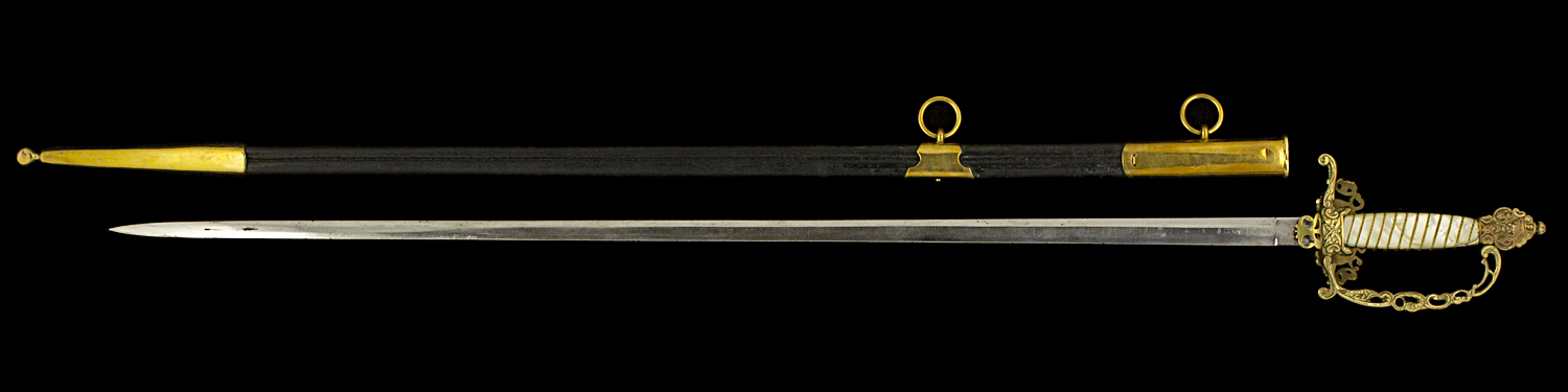 S000093_Belgian_Wired_Grip_Court_Sword_Full_Reverse_Next_to_Scabbard