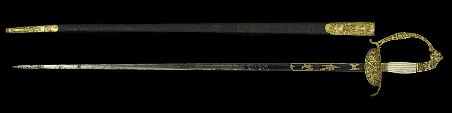 S000111_French_Superior_Officer_Smallsword_Full_Obverse_Next_to_Scabbard