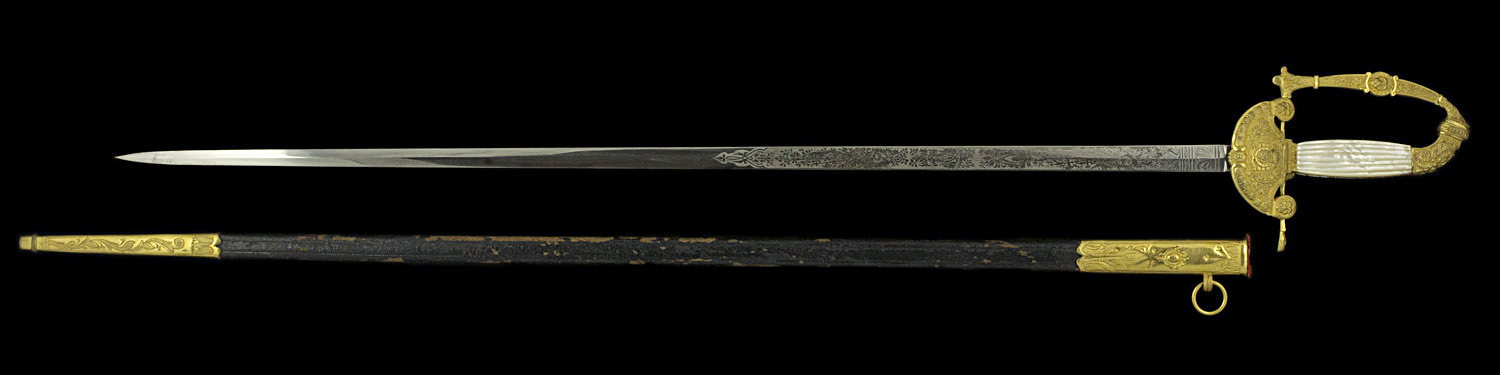 S000145_Belgian_Administration_Smallsword_Full_Obverse_Next_to_Scabbard
