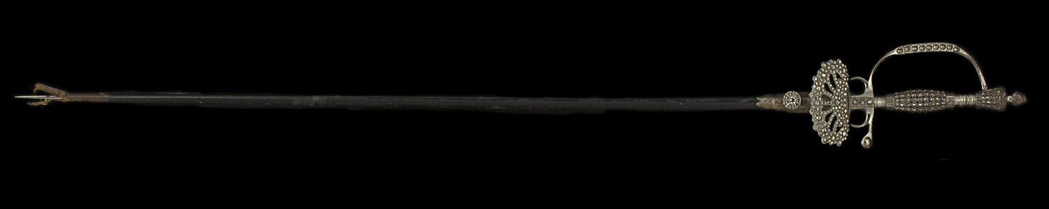 S000163_British_Cut_Steel_Smallsword_Full_Obverse_With_Scabbard